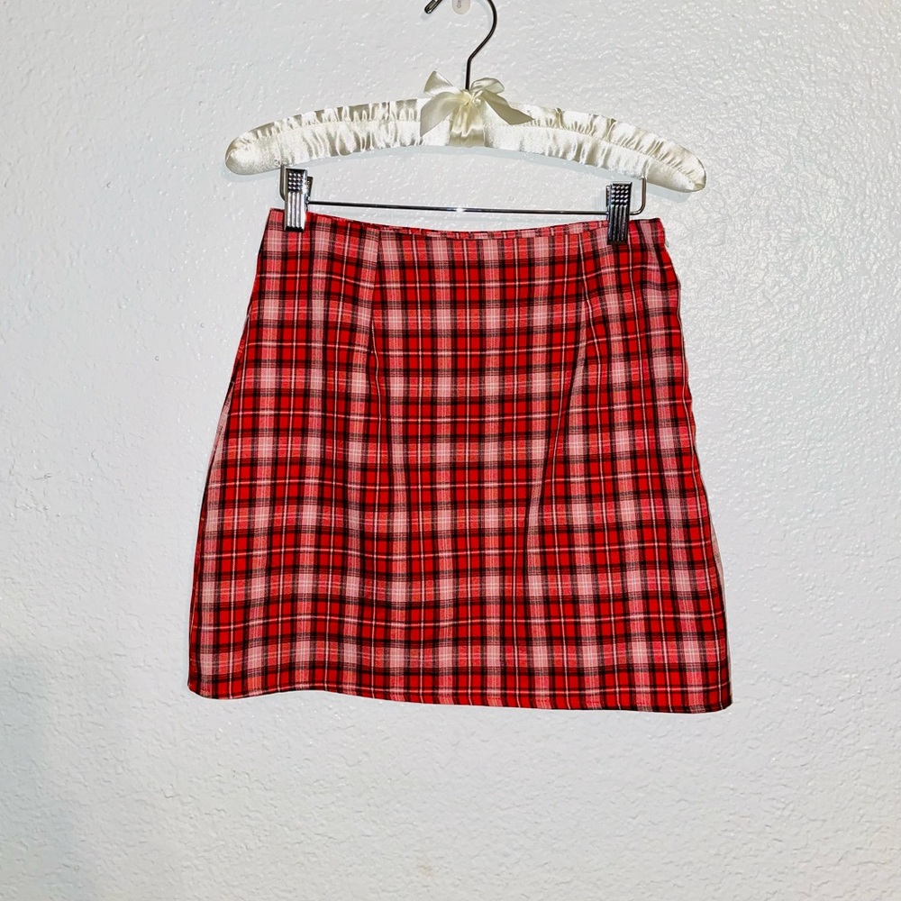 Shein xs miniskirt red plaid